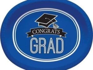 Blue - Blue 'Congrats Grad' 8-Ct. Oval Plate Set