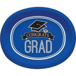 Blue - Blue 'Congrats Grad' 8-Ct. Oval Plate Set
