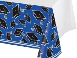 School Spirit Cobalt Blue Plastic Tablecloth