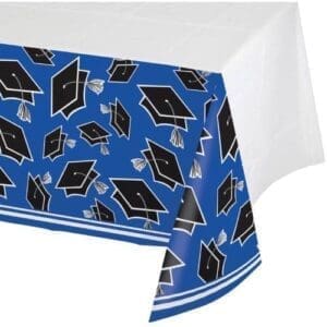 School Spirit Cobalt Blue Plastic Tablecloth