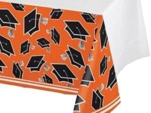 School Spirit Orange Plastic Tablecloth