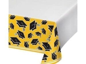 School Spirit Yellow Plastic Tablecloth