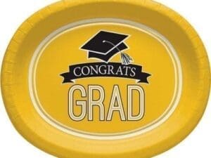 School Spirit Yellow Oval Plates, 8pk