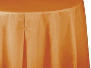 Pumpkin Spice Orange OctyRound Disposable Plastic Table Cover