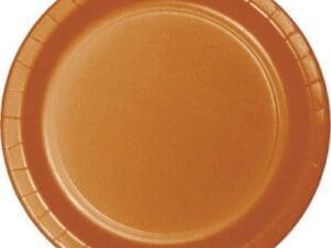 Pumpkin Spice Orange Paper Plates, 24-Pack