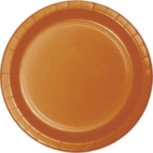 Pumpkin Spice Orange Paper Plates, 24-Pack