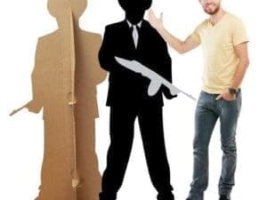 2404 70 X 32 in. Gangster Tommy Gun Silhouette Cardboard Standup