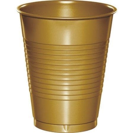 Plastic Cups, 16 Oz, Glittering Gold, 20 Ct