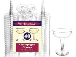 Clear Plastic Champagne Glasses 2 Piece 4 Oz 40 Count