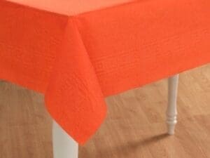 Touch of Color Tissue Tablecover, 54" X 108", Poly Backing, Sunkissed Orange, 1 Ct
