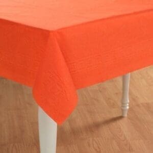 Touch of Color Tissue Tablecover, 54" X 108", Poly Backing, Sunkissed Orange, 1 Ct