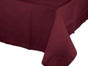 Tissue Tablecover, 54" X 108", Poly Backing, Burgundy, 1 Ct