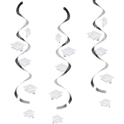 White Mortarboard Dizzy Danglers, 5pk