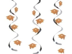 Orange Mortarboard Dizzy Danglers, 5pk