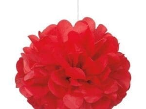 Tissue Paper Pom Poms, 9 in, Red, 3ct