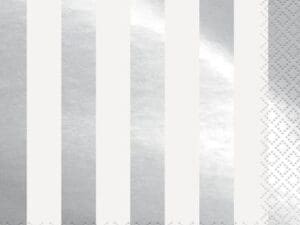 Foil Striped Paper Lunch Napkins, Silver, 16ct