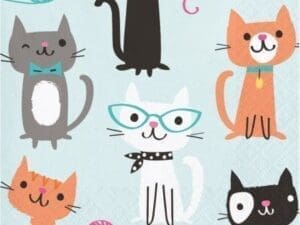 Cat Party Beverage Napkins, 16 Pk