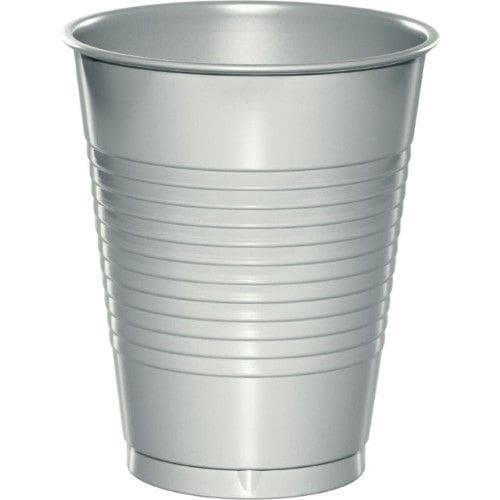 Plastic Cups, 16 Oz, Shimmering Silver, 20 Ct