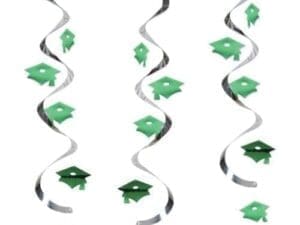 Emerald Green Mortarboard Dizzy Danglers, 5pk
