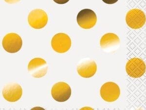 Foil Polka Dot Paper Beverage Napkins, Gold, 16ct