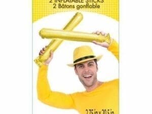 2 Cheerleader Team School Spirit Rally Yellow Inflatable Colored Spirit Sticks