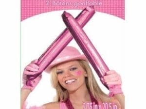 2 Cheerleader Team School Spirit Rally Pink Inflatable Colored Spirit Sticks
