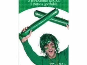 2 Cheerleader Team School Spirit Rally Green Inflatable Colored Spirit Sticks