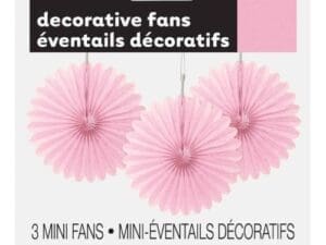 Tissue Paper Fan Decorations, 6 in, Light Pink, 3ct
