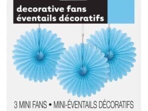 3ct Tissue Paper 6" Decorative Fans  - Light Blue