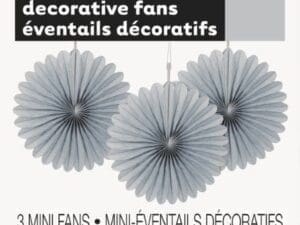 Silver Solid 6' Tissue Paper Fans, 3ct
