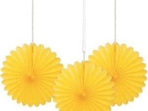 Sunflower Yellow Solid 6' Tissue Paper Fans, 3ct