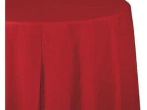 Classic Red Round Plastic Tablecloth, Each