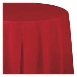 Classic Red Round Plastic Tablecloth, Each