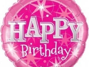 Happy Birthday Pretty Princess Sparkle Round Supra 18" Foil Balloon, Pink