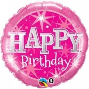 Happy Birthday Pretty Princess Sparkle Round Supra 18" Foil Balloon, Pink