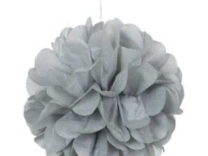 9" Silver Tissue Paper Pom Poms, 3ct
