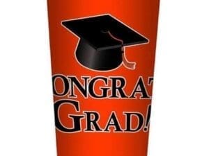 Orange Congrats Grad Plastic Favor Cup