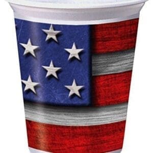 8 Count Plastic Cups, Patriotic Steel