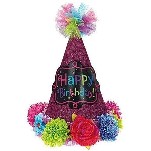 Bright Flowers Happy Birthday Party Hat