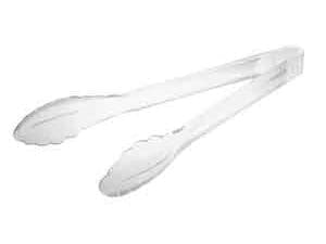 Hard Plastic 12" Serving Tongs, Clear