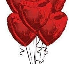 Red Heart Shaped Mylar Balloons - Red Heart Foil Balloons