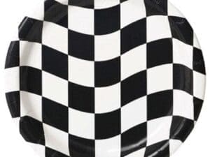 Race Party Supplies Black and White Check 7 Inch Cake/Dessert Plates