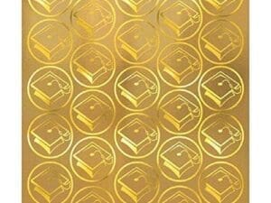 Grad Metallic Graduation Party Sticker Seals, Gold, 6 1/4" X 5 1/4"