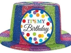 Bright Balloons Birthday Party Sparkle Top Hat Accessory, Multicolor, 4 1/2" x 10" x 11"