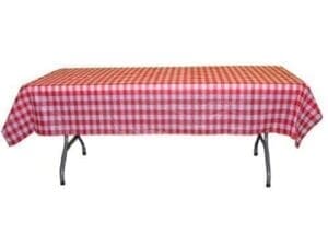 Disposable Plastic Red Gingham Table Cover - Rectangular - 54in. X 108in. - 1 Piece