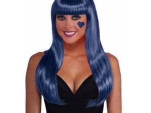 Neon Blue Long Adult Halloween Costume Accessory Wig