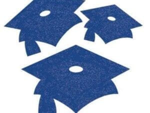 Blue Mortarboard Graduation Cutouts, 12 Pk