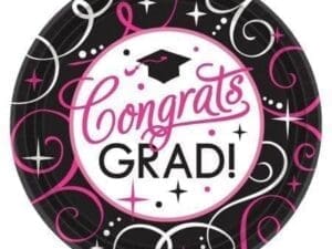 Sparkling Grad 7" Cake Plates (18 Pack)- Graduation Party