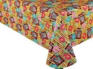 Luau Tiki Time Flannel-Backed Vinyl Table Cover