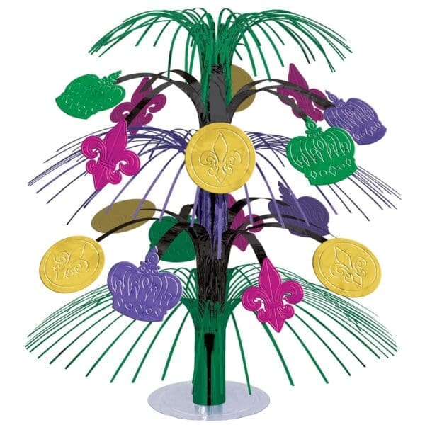 14 in. Mardi Gras Foil Cascade Centerpiece